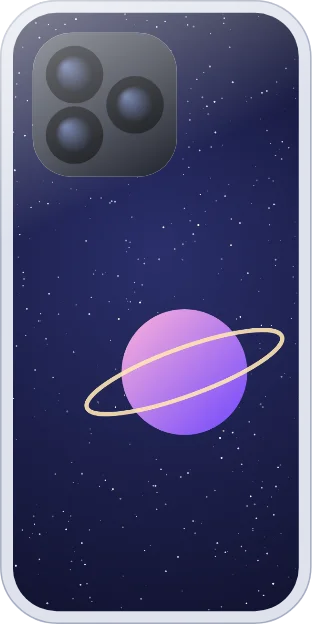 Galaxy design insert inside a clear iPhone case