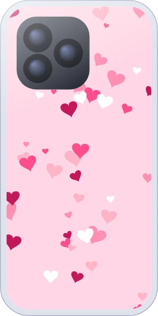 Pink and red heart confetti on pale pink