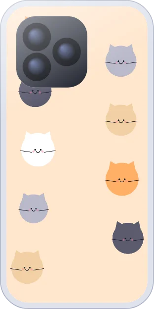Cute cat faces in orange, grey and cream