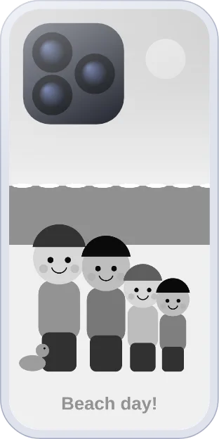 The same family photo insert in black and white