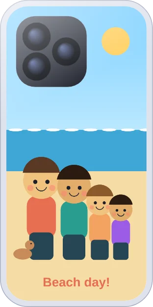 Family beach photo insert inside a clear iPhone case