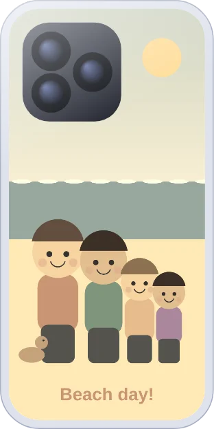 The same family photo insert with a warm film look