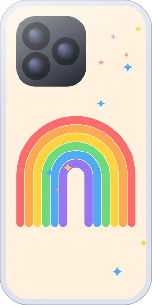 Bright rainbow arches with little stars
