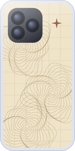 Vintage topographic map lines on parchment